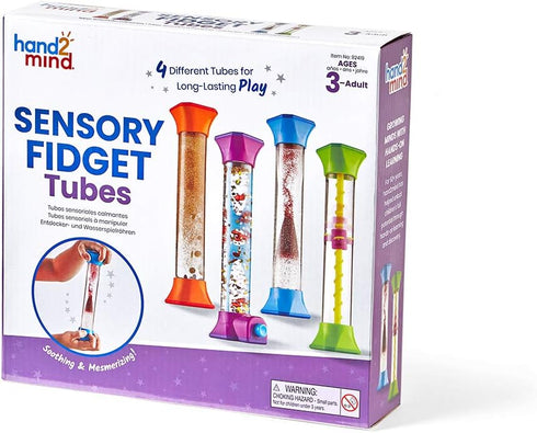 hand2mind Sensory Fidget Tubes, Calming Toys for Kids, Occupational Therapy Stress Relief Toy Set of 4