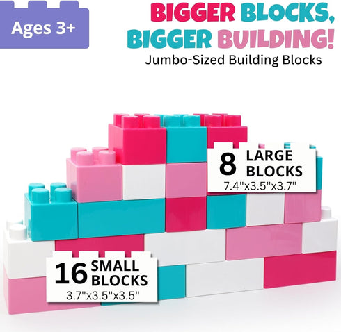 Liberty Imports 24 PCS Giant Blocks for Toddlers, Set of Plastic Large Building Blocks for Kids Creative Play