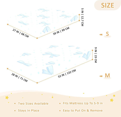 CZXW 52" 28" Watercolor Bows Blue Crib Sheets Fitted x Natural Cotton Soft & Breathable for Baby Crib Mattress