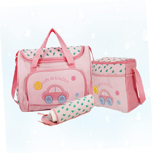 Hohopeti Set Mummy Multi-function Large Capacity Diaper Bag Stylish Tote Changing Pad Bottle Holder and Bag for Travel