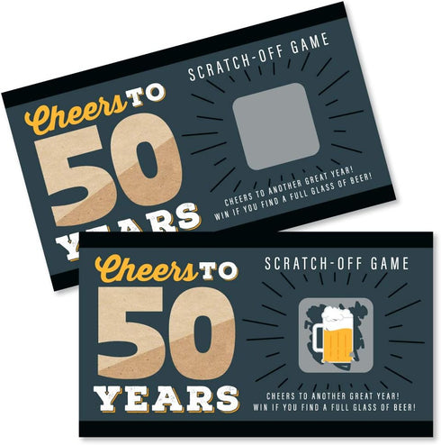 Big Dot of Happiness Cheers and Beers to 50 Years - 50th Birthday Party Scratch Off Cards, 22 Count