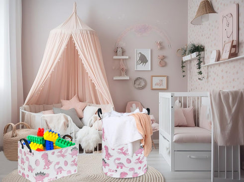 Rectangular Pink Baskets,Dinosaur Basket Cute Storage Basket Organizer for Kids Room Dinosaur Decor ,Clothers,Toys