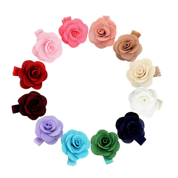 inSowni 12 Pack Flower Alligator Hair Clips Barrettes Fully Lined for Infants Baby Girls Toddlers Kids