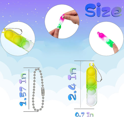 Irnushka 360 4-8,8-12, Packs Pcs Rectangle Pop Keychain Mini Fidget Toys Bulk for Kids,Mini Pop Fidget Keychain Party