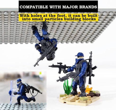 Special Forces Mini Military Action Figure with Weapons, 8 PCS Multiple Movable Joints SWAT Police Figure