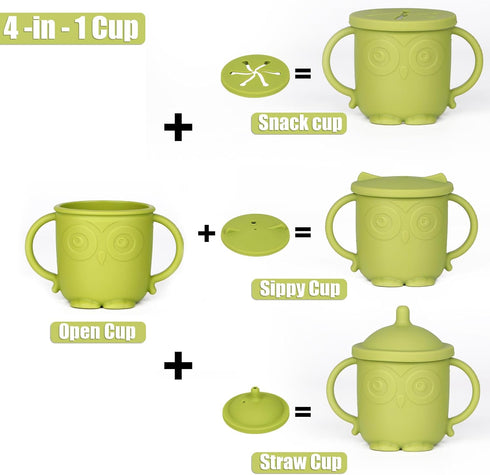 Silicone Baby Feeding Set - 13 Piece Baby Led Weaning Supplies, Strong Suction Bowl, Plate, Adjustable Bibs, 4-in-1 Cup