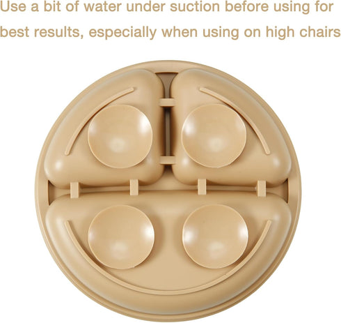 PandaEar 3 Pack Toddler Plates with 3 Spoons, 100% Silicone Divided Suction Plate for Babies, BPA-Free