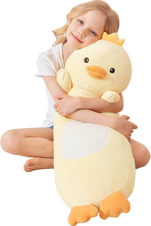 36 Long Duck Plush Body Pillow, Yellow Ducks Stuffed Animals, Cute Giant Large Big Jumbo Soft Squishy Pillow Plushies