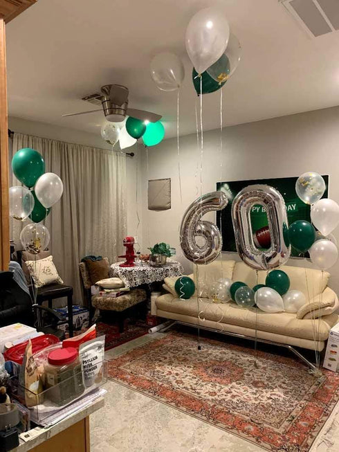 Jungle Safari Dinosaur Theme Party Supplies, 30pcs 12 Inch Green White Latex Balloons with Confetti