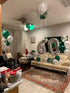 Jungle Safari Dinosaur Theme Party Supplies, 30pcs 12 Inch Green White Latex Balloons with Confetti