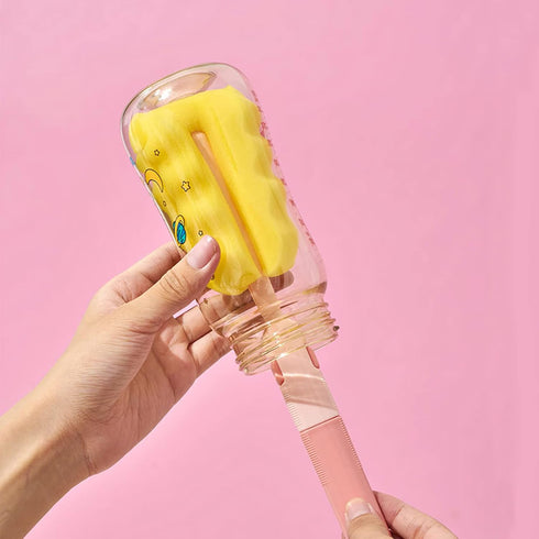 4-in-1 Set,Sponge Set Baby Bottle Brush Bottle Brush Cleaner with Nipple Cleaner,Straw Cleaning Brush,Long Handle Water