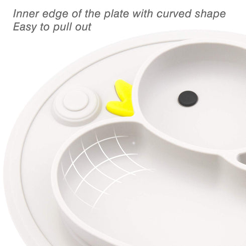 Baby Plate Silicone Toddler Plates Suction Placemat Divided Dishes for Kids, BPA Free, Microwave Dishwasher Safe (Grey)