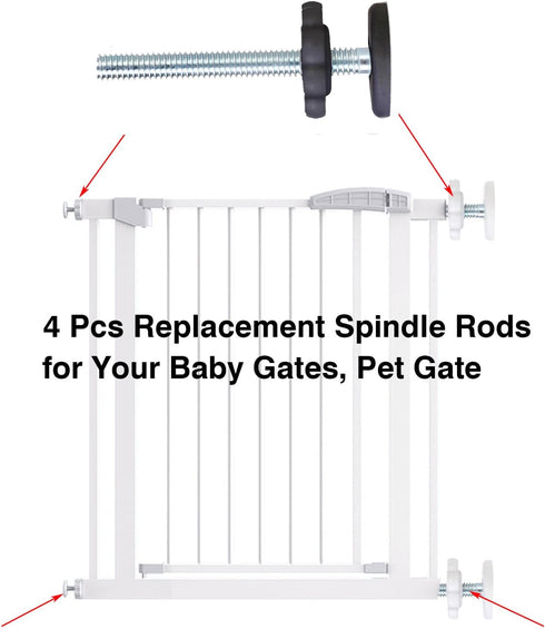 4 Pack Baby Gate Screws Replacement, 8MM Threaded Spindle Rod Hardware Parts Kit for Safety Gates