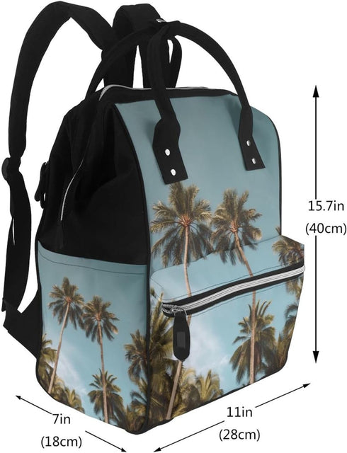 DWVTSLH Backpack Mummy Backpack Tall Tropical Palm Trees Diaper Bag Multifunction Nappy Bags Waterproof Large Capacity