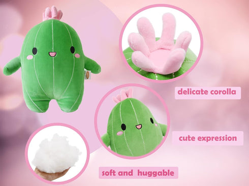 BABOLI Cuddly Cactus Stuffed Plant Pillow with Smile Face, 22.7 Inches Plush Toy for Kids and Gifts