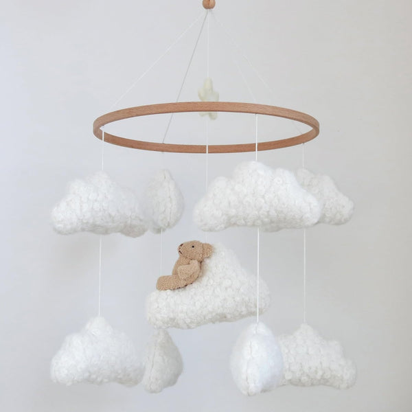 Goukurlsma Soft Cloud & Bear Baby Mobile for Crib | Neutral Nursery Mobiles