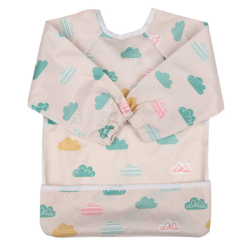 Baby Bib Sleeved Shirt with Pocket for Toddler Painting, 1-3 years old (Cloud)