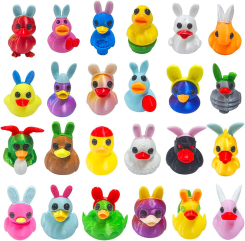 24 3D Pcs Prefilled Easter Eggs with Print Easter Ducks Toys Inside for Kids Girls Boys Easter Basket Stuffers Party