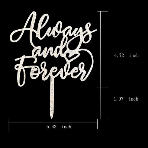 Always and Forever Wedding Cake Topper, Silver Glitter After All This Time Wedding Cake Topper
