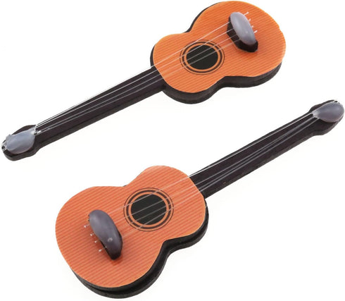 E-outstanding 2PCS Miniature Guitar, Wooden Base Guitar Dollhouse Musical Instrument Photo Props