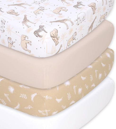 The Peanutshell 4-Pack Organic Fitted Crib Sheet Set - Soft & Breathable