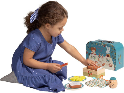 Manhattan Toy Forest Tales 17-Piece Pretend Bread Baking and Serving Set with Carrying Case for Kids