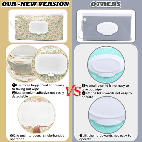 4 Packs Baby Wipes Dispenser,Portable Refillable Wipe Holder with Hanging Loop, Wet Wipes Container,Reusable Travel