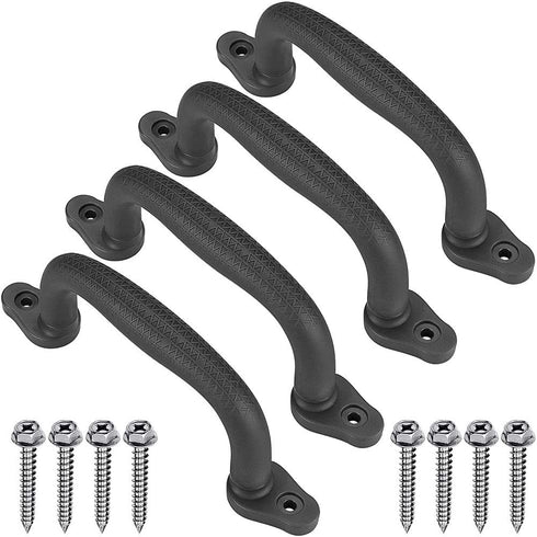 Dolibest Set of 4 Safety Playground Handles - Swing Set Kids Safety Hand Grips for Climbing Frame & Play House (Black)