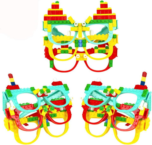 Woby Party Favor for Kids, Building Block Glasses DIY Stacking Block Bricks Party Glasses, 9 Pcs