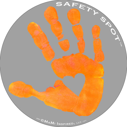 Magnet - Kids Handprint for Car Parking Lot Safety - Gray Background (Orange)