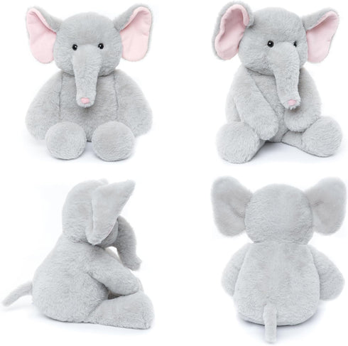 Elephant Teddy Bear Stuffed Animals, Plush Elephant Toys with Pink Ears for Girls Boys Kids Babies Shower Bedtime