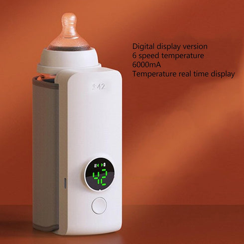 LICAEVEY 6 6000mAh Milk Warmer, Level Temperature USB Charging Bottle Heater with Strap, Car Journey Adapter Universal