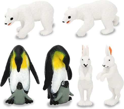 ONEST 25 Pieces Mini Arctic Animals Figurines Set, Polar Animal Toys for Kids Birthday Gift