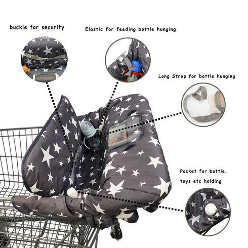 2-in-1 Shopping Cart Cover for Baby, Toddler High Chair Cover, Star Print