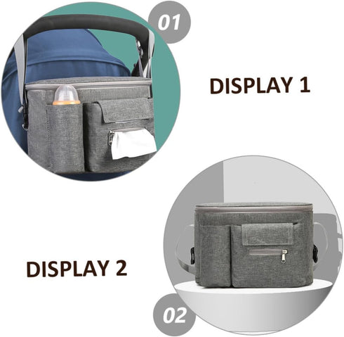 Mummy Kisangel Multi-functional Grey Stroller Diaper Bag Nappy Container Tissue Bottle Holder Portable Bag for Toys