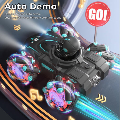RC Stunt Car Remote Control for Kids with HD Projection Lights, Music, 360° Rotation, 4WD 2.4GHz