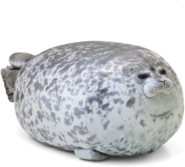 Cute Blob Seal Pillow, Chubby Soft Plush Hug Pillow Stuffed Animal Toy (Gray, 11.5")