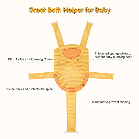 0-12 Colorlife Baby Bath Seat Support Net Infant Bathing Seat Support Mat, Adjustable Comfortable Non-Slip Five-Pointed