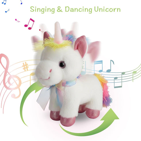 Singing Dancing Unicorn Stuffed Animal, Music Rocking Unicorn Plush Toys Interactive Toys for Kids,Holiday Party