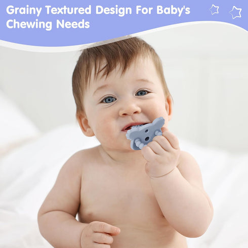 6 Pack 3+ Silicone Teether Pacifier, Teething Toys for Teething Relief & Sensory Exploration, Grainy Textured Baby