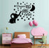 Dream Big Little One Wall Decor Stickers - Lovely Elephant and Moon Stars for Kids Room (Black)