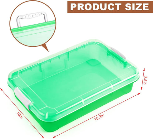 15 Inch Portable Sensory Bin Play Tray with Lid, Fill with Water, Sand, Beads and More (Green) for Kids Playtime