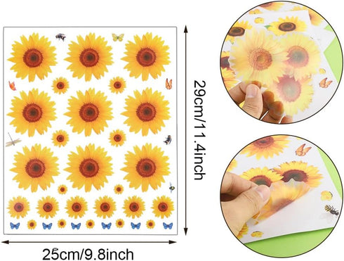 135 Pcs Sunflower Wall Sticker, Removable 3D Waterproof Decor for Kids, Mother's Day, Bathroom, Kitchen