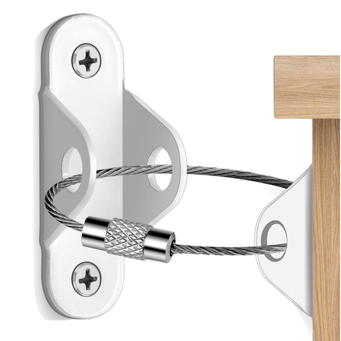 Anti Tip Furniture Anchors (10 Packs) - Baby Proofing Wall Anchor Straps for Dresser Safety, White