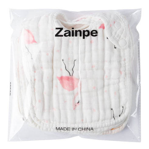 6Pcs 6 Zainpe Snap Muslin Cotton Bibs for Baby Rainbow Unicorn Flamingo Machine Washable Burp Cloths with Absorbent
