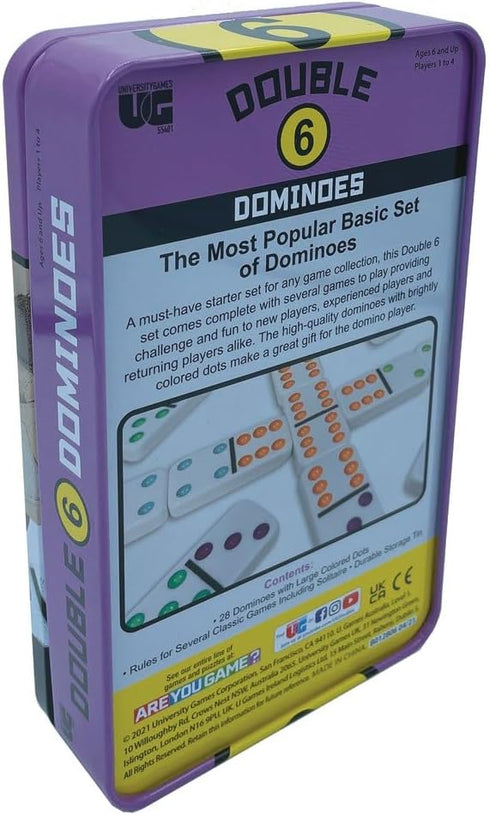 Front Porch Classics Double 6 Travel Tin Domino Set for 1 to 4 Players Ages 6 and Up