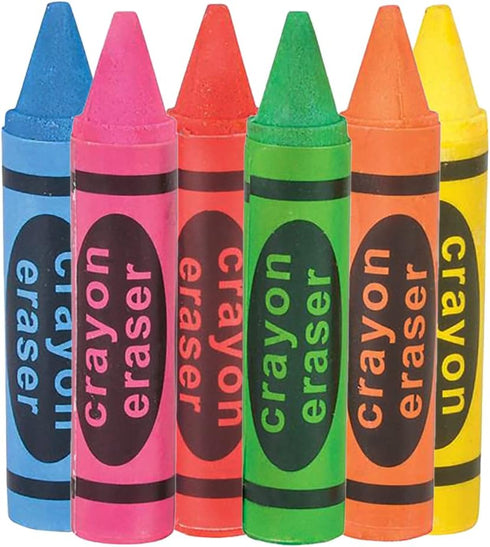 Lot of 36 Assorted Color Crayon Shaped Erasers