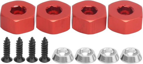 VGEBY 4pcs Wheel Hub Hex Adapter, 5mm to 12mm Hex Combiner for D12 1/10 RC Trucks (Red) Car Model Accessory
