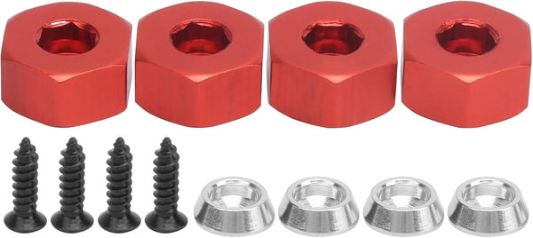 VGEBY 4pcs Wheel Hub Hex Adapter, 5mm to 12mm Hex Combiner for D12 1/10 RC Trucks (Red) Car Model Accessory