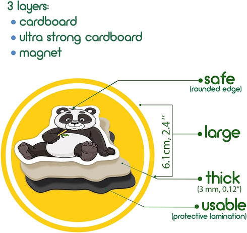 ZOO Animal Magnets for Kids - Large Fridge Magnets for Toddlers - Educational Magnetic Toys for 3 Year Olds - Jungle